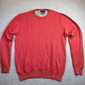 Fynch Hatton Sweater Mens XL Coral Red Superfine Cotton Crew Neck Knit